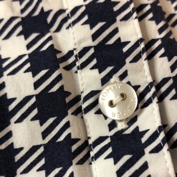 Tommy Hilfiger white / dark blue houndstooth sleeveless shirt dress. EUC! - Picture 3 of 6